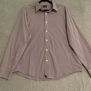 Untuckit Mens XL Button-Down Shirt Plaid check Long Sleeve Purple Eldridge